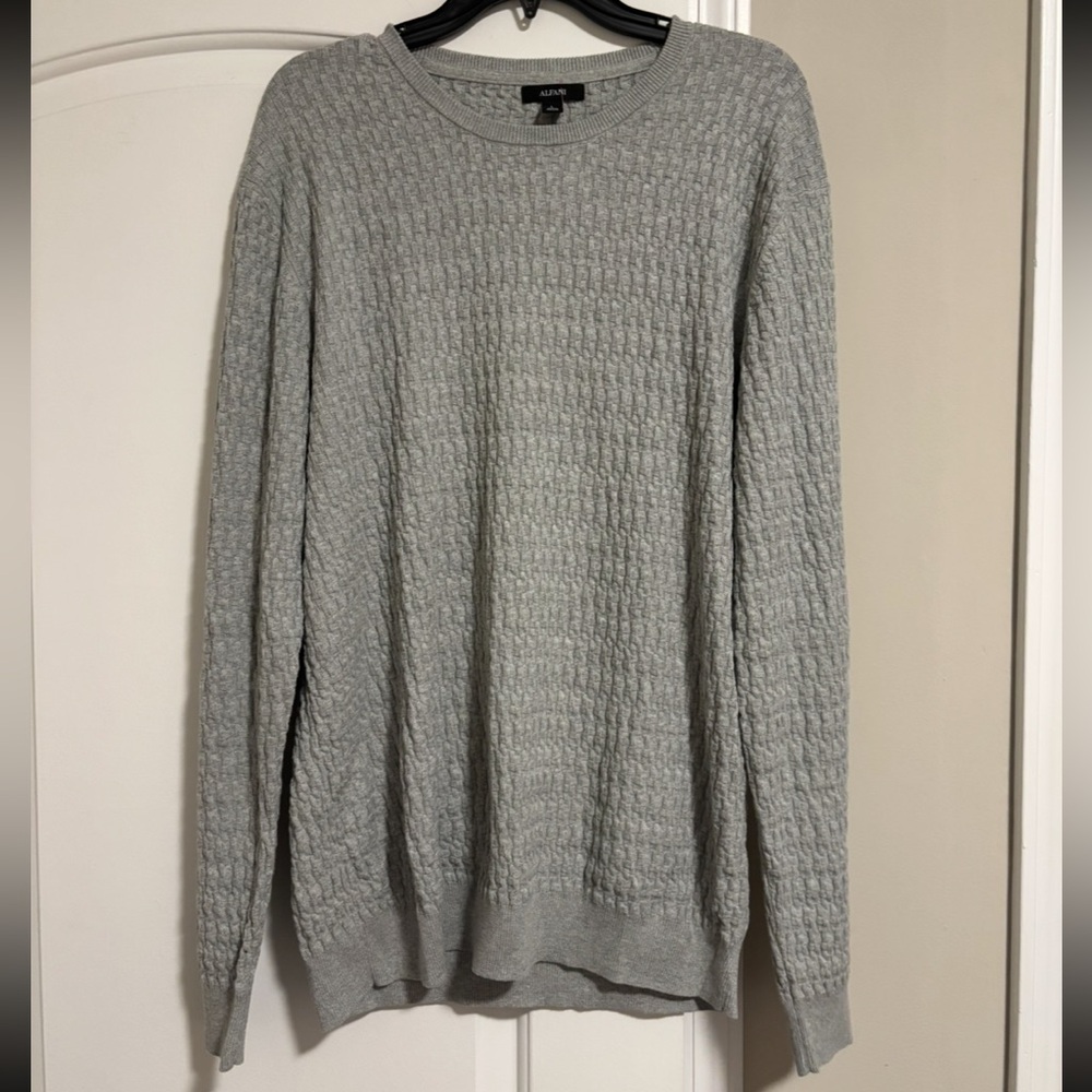 ALFANI, Women’s Heather Gray Textured Crewneck Sweater, Size Large